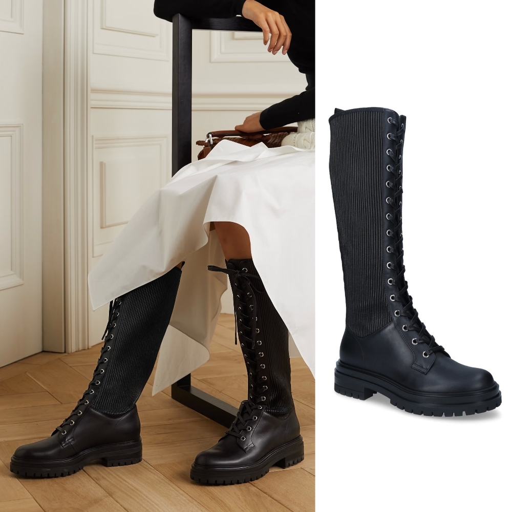 Gianvito Rossi Tall Martis Biker Boots in Black